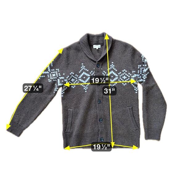 Bridge & Burn Men's Brown Merino Button Cardigan L Sweater MSRP $178 Fisherman - Picture 6 of 6